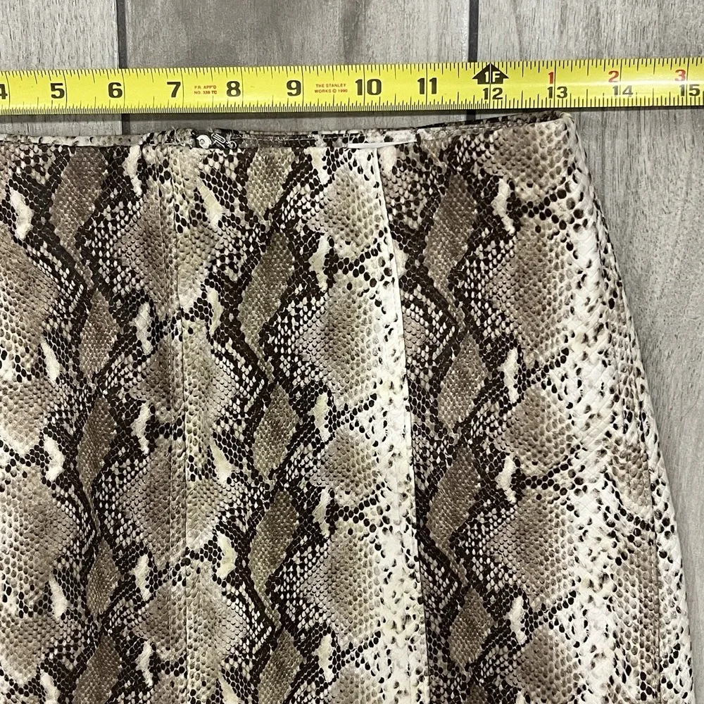 Honey Belle Mini Skirt Women Medium Brown Snakeskin Faux Leather Excellent Edgy